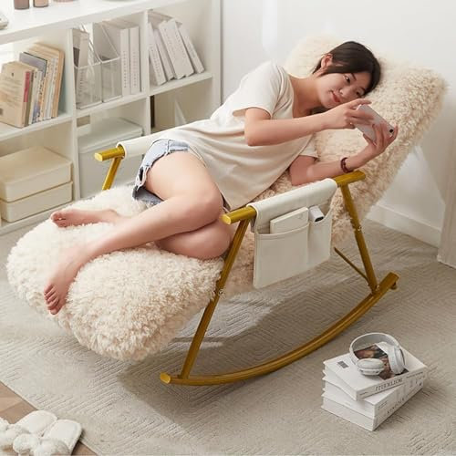 Moderner Schaukelstuhl Glider mit gepolsterter Seitentasche Kinderzimmer Stillstuhl für Wohnzimmer und Schlafzimmer