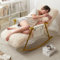 Moderner Schaukelstuhl Glider mit gepolsterter Seitentasche Kinderzimmer Stillstuhl für Wohnzimmer und Schlafzimmer