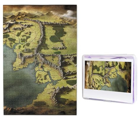 1000-teiliges Puzzle für Erwachsene, herausforderndes Puzzle, perfekt für Spielabende – Karte von Mittelerde, Fotopuzzle, personalisiertes Holzpuzzle, Geschenke für Heimdekoration, 74,9 x 50 cm