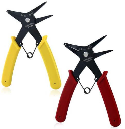 GOLD DEER 2Pcs 2 in 1 Snap Ring Pliers Internal External Circlip Pliers Straight Lock Ring Pliers Dual-Purpose Retaining Ring Pliers for 10mm-40mm C-Clip Plier for Ring Remover Retaining