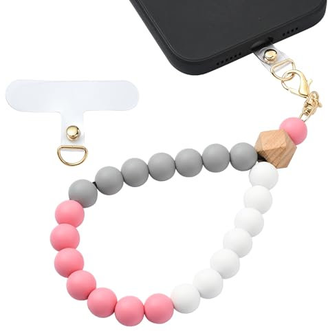 BEEFLYING Dragonne de téléphone en Silicone perlée, Cordon de téléphone Portable avec Languette d'attache, Bracelet élastique Mains Libres pour Femme, Couleurs mélangées 3