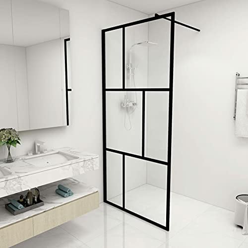 Xichuzi Duschwand für Begehbare Duschen mit Hartglas Schwarz 90x195 cm, Duschrückwand, Duschabtrennung, Glaswand Dusche, Duschglaswand, Duschtrennwand