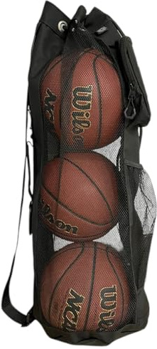 HOTZ Mesh Ball Bag for Coaches, Basketball, Soccer, Volleyball, 3 Balls