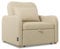 Nalui-Sofá Cama 1 Plaza 3 en 1 Buddy 92x97x90cm con Respaldo Ajustable 2 Posiciones y Almohada. Sofá Cama Individual de Lino, Soporta hasta 200Kg. Sillón Relax Reclinable con Reposabrazos, Beige