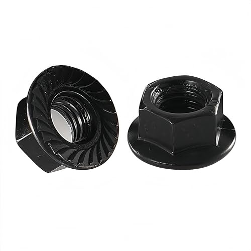 YIIFLY Dado flangiato esagonale M10-1,5 mm, dentato 10,9, zincato, ossido nero, DIN 6923, 10 pezzi