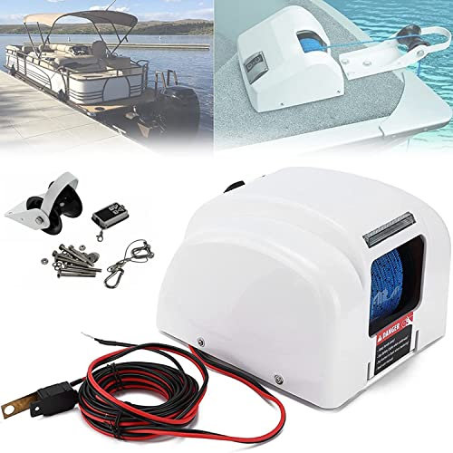 Verricello elettrico per barche, 25LBS 12V Verricello elettrico per salpa ancora Verricello per acqua salata per acqua dolce con telecomando per barca da pesca