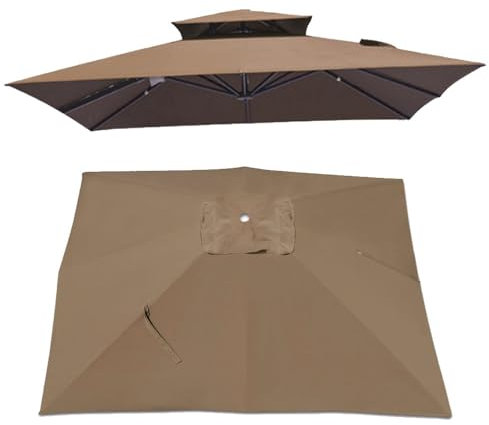 Sombrilla cuadrada de repuesto para sombrilla con 8 varillas UV 50+ para cenador de jardín, patio, piscina, mercado (burdeos)