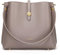 Cnoles Damen-Schultertasche aus edlem Rindleder - Großvolumiger Shopper mit Crossbody-Umhängung im trendy Eimertaschen-Design (grau)