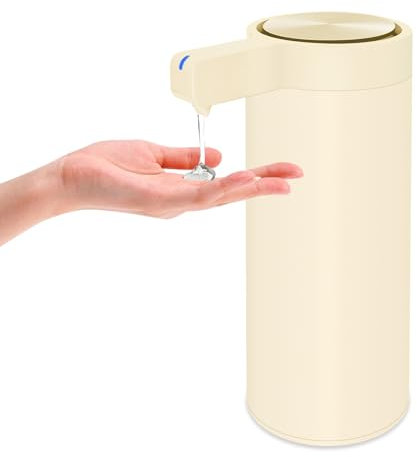 Mamiddle Seifenspender Automatisch Edelstahl mit Sensor Infrarot Seifenspender Elektrischer IPX5 Wasserdicht USB-C Aufladung mit Sensor Infrarot Bewegungssensor für Küche & Bad (Elfenbein)