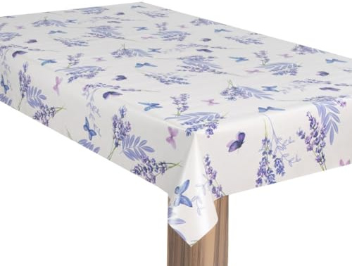 laro Wachstuch-Tischdecke Wachstischdecke Gartentischdecke Lavendel Blau Lila, Muster:Lavendel Blau Lila, Größe:100x130
