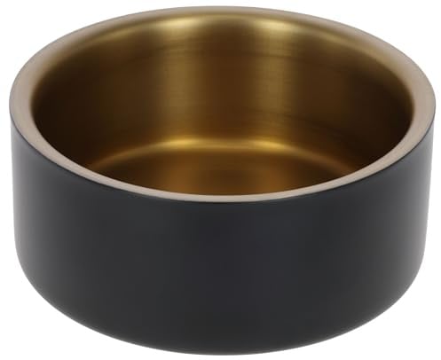 Kerbl Pet Edelstahlnapf Golden | 900 ml, Schwarz/Gold, Höhe 7,4 cm, Ø 17 cm, robuster Fressnapf aus Edelstahl für Hunde und Katzen