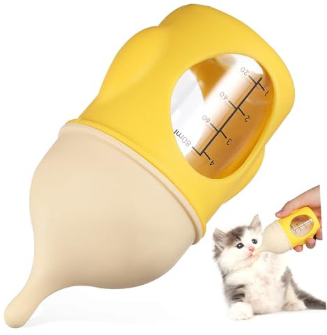 Kisangel Welpenflasche Zum Stillen Von Kätzchen Und Welpen Leichte Reinigung Ergonomischer Griff Klare Markierungen Für Futterkontrolle Weiche Saugspitze Für Kleintiere