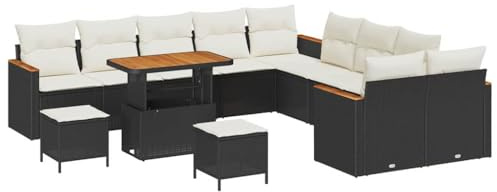 vidaXL Gartensofa-Set 13 STK. Schwarz Poly-Rattan