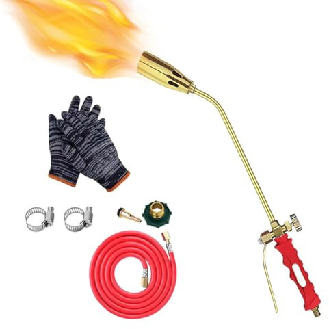 LexTex Nouveau Kit De Désherbage Au Chalumeau Au Propane, Chalumeau Portable Au Propane à Allumage Automatique avec Options De Buses 30/35, Puissant Désherbant à Flamme(Double Switch,30 Type)
