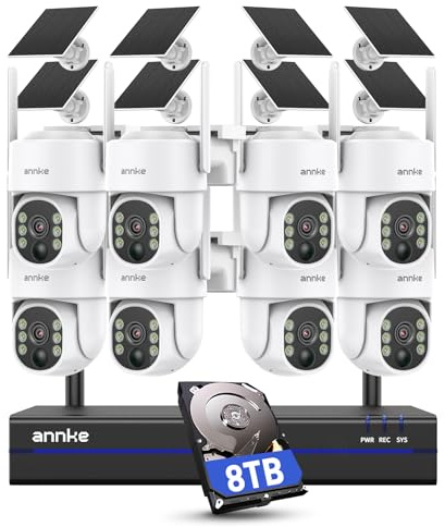 ANNKE 4MP Wireless Security Camera System, 16CH 4K NVR CCTV Camera System with 8TB HDD, 8PCS Solar Security Camera Outdoor, 360° Surveillance, Color Night Vision, 2-Way Audio, 2.4/5 GHz WiFi