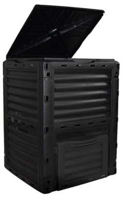 HSHBGS 300L Komposter, Kompostbehälter für den Außenbereich, für die Kompostierung von Küchenabfällen, Thermokomposter für Garten, Schnellkomposter aus Kunststoff(Black)