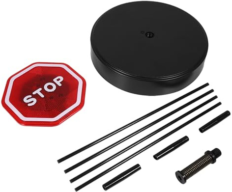 Blinkender LED-Stoppsensor, Verstellbarer Ständer, automatischer Parkdetektor für Garagentore mit beschwerter Basis, 4 Abschnittsstangen, 137 cm, Rot, Schwarz