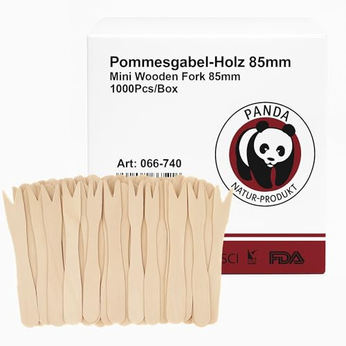 Mini Wooden Forks - 85mm - Ideal for French Fries, Snacks and Appetizers (1000)