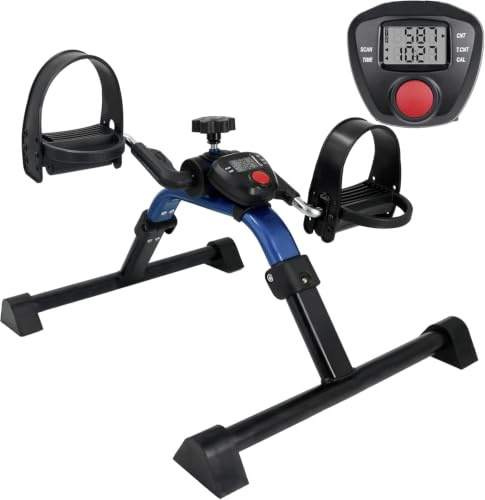 Vaunn Foldable Compact Professional Wrist Arm Leg Strengtheners Pedal Exerciser with Electronic Display for Indoor Exerciser and Physical Therapy (Metallic Blue)
