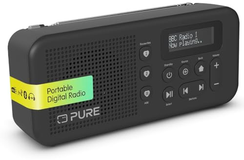 Pure Elan Move Tragbares Digitalradio DAB+ & FM mit Bluetooth 5.3, Ultra‑kompaktes Taschenradio mit Akku bis 16 Std, portables Radio mit Kopfhöreranschluss & LCD‑Display – Schwarz