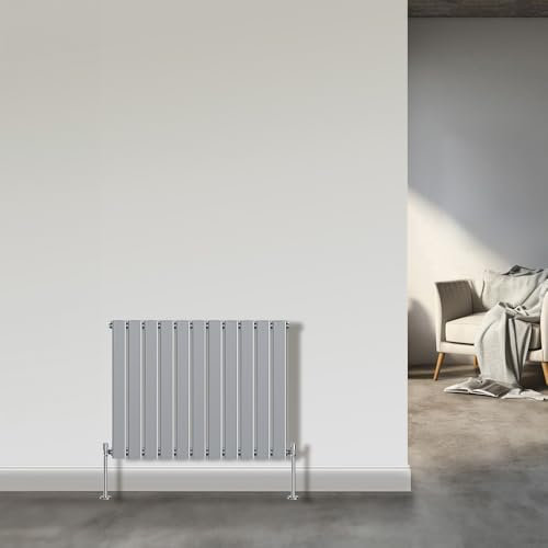 NRG 600x748mm Horizontal Flat Panel Designer Modern Bathroom Central Heating Radiator Chrome Single Column for Living Room and Kitchen