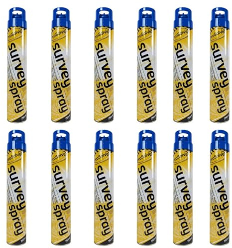 PDL – Pegdev - BLUE SURVEY LINE MARKER AEROSOL SPRAY | Highly Pigmented, Hard-Wearing Paint for Car Parks, Fields, Roads, and More.(12)