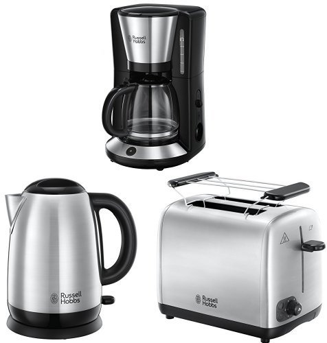 Russell Hobbs Frühstücksset Adventure Glas-Kaffeemaschine + Wasserkocher + Toaster