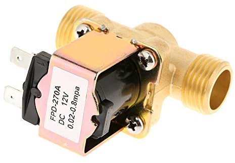 Elettrovalvola in Ottone, Elettrovalvola a Solenoide G1/2 Elettrovalvola DC 12V Elettrovalvola Solenoide Elettrica in Ottone Normalmente Chiusa per Acqua N/C, Prevenire la Combustione a Secco