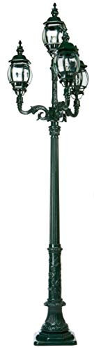Casa Padrino Barock Gartenlaterne Grün 73 x 73 x H. 281 cm - Elegante Außenstehleuchte aus hochwertigem Aluminium und facettengeschnittenes Kristallglas - Nostalgische Gartenbeleuchtung