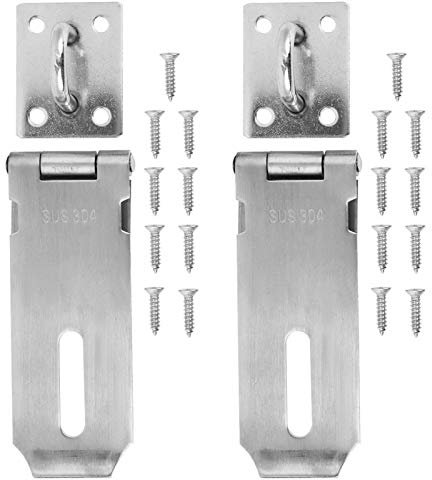 Diebstahlsicheres Türschloss, 2PCS Vorhängeschloss Hasp Edelstahl Sicherheitstürverschluss Haspelschloss Riegel Torschloss Schloss für Möbelschublade