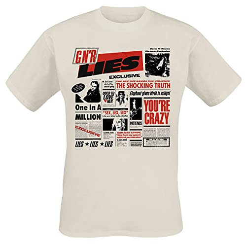 Guns N' Roses Lies Homme T-Shirt Manches Courtes Naturel L 100% Coton Regular/Coupe Standard
