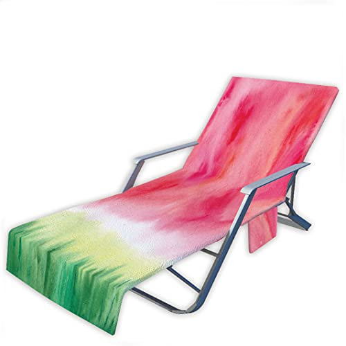 Strandtuch Liege-Set Lounge Chair Strandtuchbezug Mikrofaser Schnelltrocknendes Pooltuch Badetücher Mit Tasche,Pflanzen Frucht Wassermelone Ananas Muster (Color B)