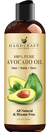 Handcraft Blends Avocado Oil - Cold-Pressed 236 ml - 100% Pure and Natural - Premium Grade Carrier Oil for Skin and Hair - Hair and Body - Massage - Hexane-Free