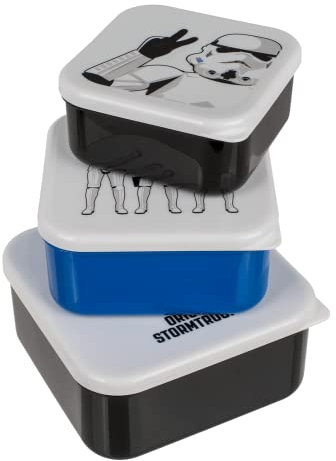 Out of the blue Ootb Stormtrooper Lunchbox 3er Set – Kunststoff-Brotdose mit Deckel für echte Stormtrooper Fans – 700ml, 500ml, 300ml – BPA-Frei, 71/3294, Weiß