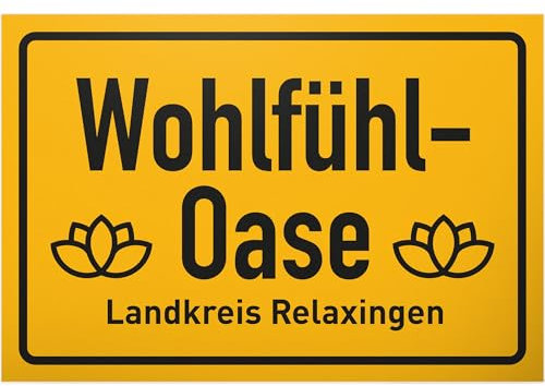 DankeDir! Wohlfühl-Oase - 30 x 20 cm Schild - Party Geschenkidee Deko Kollegen Freunde Partydeko Geschenk - Türschild Wandschild Geburtstagsgeschenk lustiger Spruch Wanddeko Spruchschild