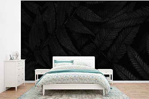 MuchoWow Papier peint Feuilles - Noir - Blanc - Plantes - Botanique Papier peint photo 400x300 cm Papier peint imprimé
