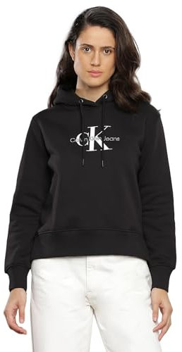 Calvin Klein Jeans ARCHIVAL MONOLOGO Hoodie J20J221335 Felpe con Cappuccio, Nero (CK Black), S Donna