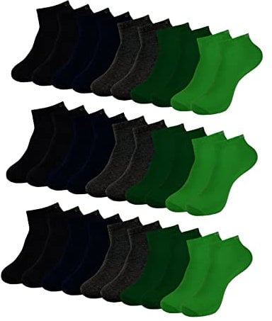 ONE STRANGE ROCK Herren Damen Sneaker Socken 5, 10, 15, 20, 30 Paar, Farbe:Schwarz/Blau/Grau/Grün - 15er Pack, Größe:43-46