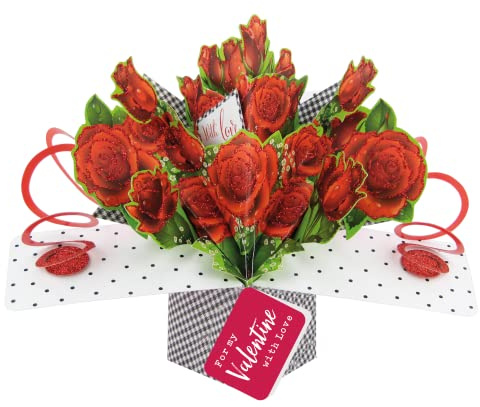 Roses With Love For My Valentine With Love Pop Up Card 3D Greeting Cards POP036V03