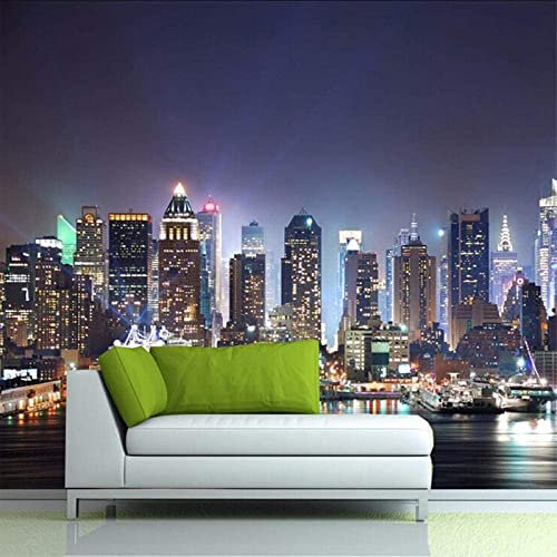 Tapete Gebäude In New York City Bei Nacht Tapeten 3D-Papiere Wohnkultur Papier Wandbild Tapete Tapeten Für Wohnzimmer Schlafzimmer Wände Papier Abziehen Und Aufkleben Selbstklebendes 400(B)x280(H)cm