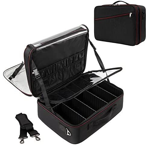 Extra Großer Kosmetikkoffer, Reise Makeup Organizer Tasche Kosmetische Fall Tragbare Make up Künstler Aufbewahrungstasche mit Waschbarem Plastikteiler Wärmeisolierungsschicht für Lippenstift