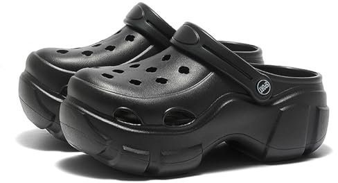 Solaud Zuecos de Plataforma para Mujer Bloqueo de Color Suave Cómodo Antideslizante Tacón Alto Exterior Playa Piscina Jardín Zuecos Sandalias