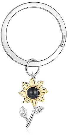 lorajewel Foto Schlüsselanhänger für Männer und Frauen Personalisierter Schlüsselanhänger mit Projektion Rostfreier Stahl Geschenk für Geburtstag mum guter Freund (D)