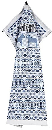 ÖJBRO VANTFABRIK Geschirrtuch Küchentuch 48x70 cm Bio-Baumwolle Geschirrhandtuch Küchenhandtuch Gästehandtuch Folklore Dalarna Blå