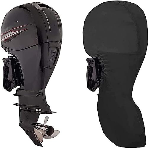 XHDZSW Motorabdeckung Für Boote, Außenbord-Motorabdeckung, mit 420D Heavy Duty Oxford-Gewebe + PVC -beschichtet Motorhülle, wasserdicht Bootsmotor Abdeckung (Schwarz,0-5 HP)