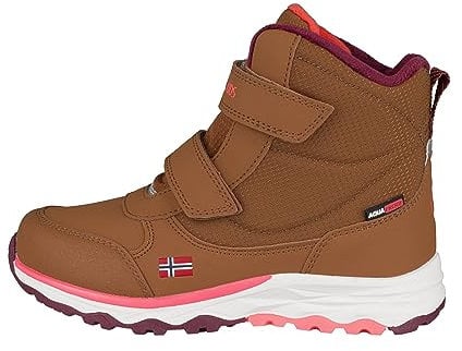 Trollkids wasserdichte Winterschuhe Wanderschuhe Hafjell, Karamell-Braun/Lachsrosa/Burgunderrot, Größe 37