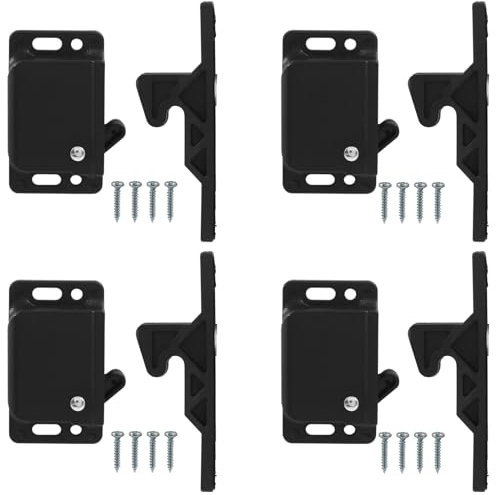 Unlorspy 4 Paar schwarze Riegel und Riegel für Wohnmobile, ABS-Kunststoff, Wohnmobil, Schranktürriegel und -schnäpper 4,5 kg Zugkraft für Wohnmobil, Wohnmobil, Anhänger, Lastenanhänger und Wohnmobil