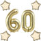 Blasses Gold Luftballons Zahl 60+4 pcs stern Folienballon Zahl 60 .Geburtstag frau mädchen,60 Riesenzahl Ballons 60 .geburtstagsdeko mann,Zahlenballon 60, Helium Ballons 60 Zahlen Luftballon