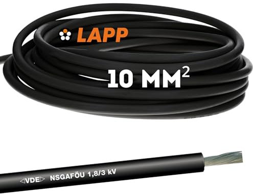10 Meter Lapp 1600304 NSGAFÖU 1,8/3kV 1x10 mm² Gummileitung schwarz I UV- und Ölbeständig I verzinntes Kupfer I feindrähtige Einzelader 10mm2 für Schaltanlagen, Schienenfahrzeuge und Busse