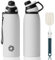 Fjbottle Bouteille d'eau en acier inoxydable de 600 ml/800 ml/1 L/1,5 L avec couvercle magnétique, bouteille d'eau isotherme sans BPA, bouteille d'eau en métal pour boissons chaudes et froides,
